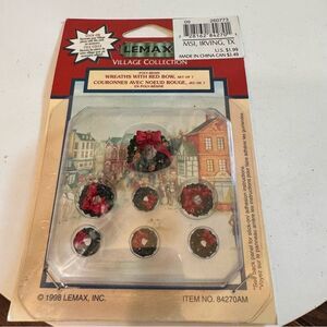 Lemax Village Collection Accessories Stick On Wreaths 7 Piece Set Vintage
